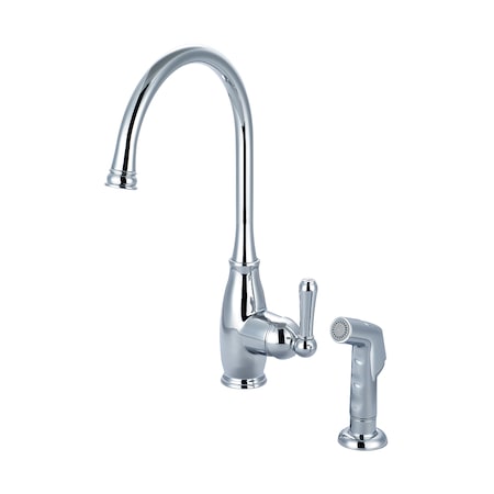 Olympia Faucets Single Handle Kitchen Faucet, Compression Hose, Single Hole, Chrome K-5441
